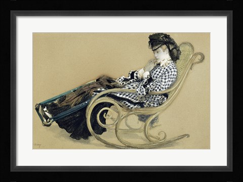 Framed Young Woman in a Rocking Chair, study for the The Last Evening Print
