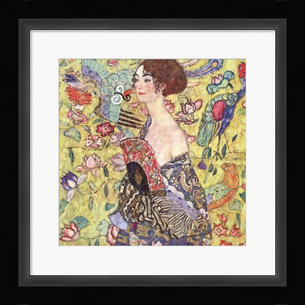 Framed Lady with Fan Print