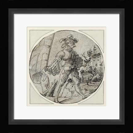 Framed Standard Bearer before a Castle Print