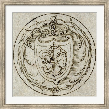 Framed Design for an Ornament or Signet Ring with the Arms of Lazarus Spengler Print