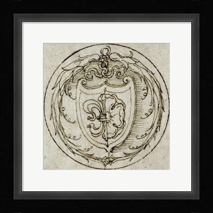 Framed Design for an Ornament or Signet Ring with the Arms of Lazarus Spengler Print
