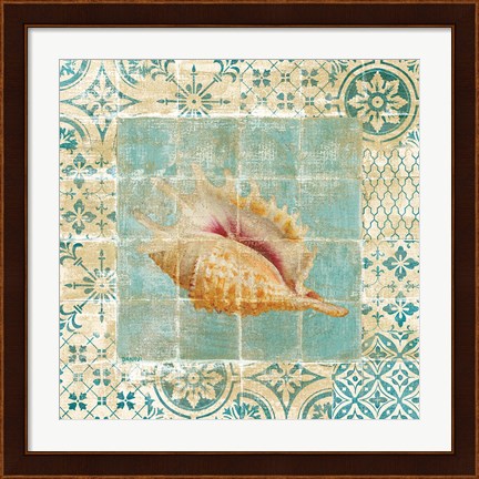 Framed Shell Tiles II Blue Print