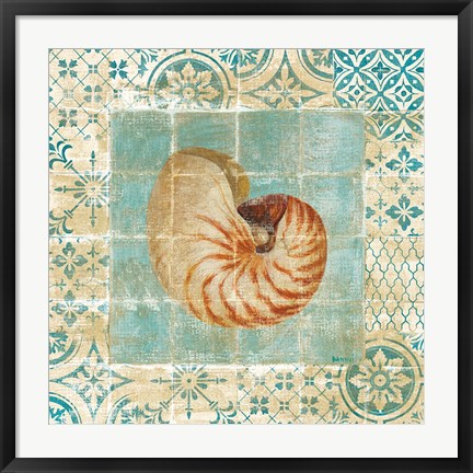Framed Shell Tiles III Blue Print