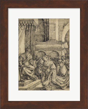 Framed Esther before Ahasuerus - drawing Print