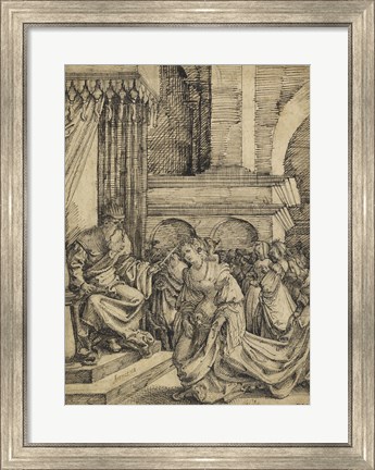Framed Esther before Ahasuerus - drawing Print