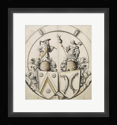 Framed Stained-Glass Design for a Married Couple Print