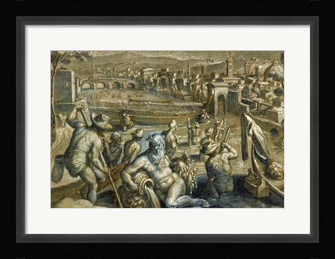 Framed Arno with Fishermen Print