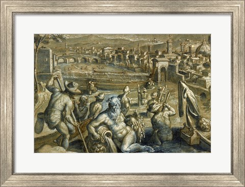 Framed Arno with Fishermen Print