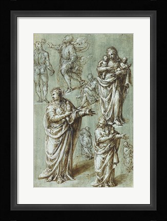 Framed Sheet of Studies of Various Figures Print