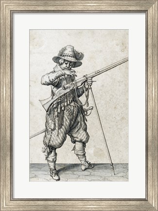 Framed Soldier on Guard Blowing Out a Match Print