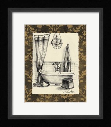 Framed Elegant Bath II Print