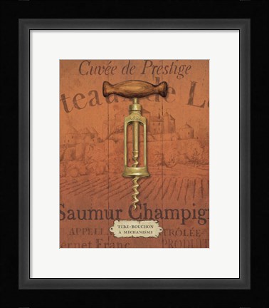 Framed Antique Corkscrew II Red Print