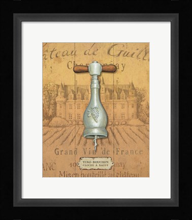 Framed Antique Corkscrew IV Yellow Print