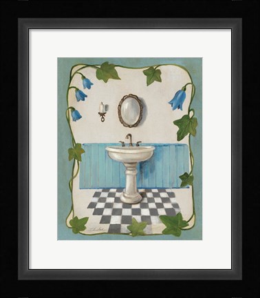 Framed Bell Flower Bath II on Ivory Print