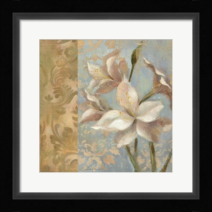 Framed Amaryllis on Soft Blue Print