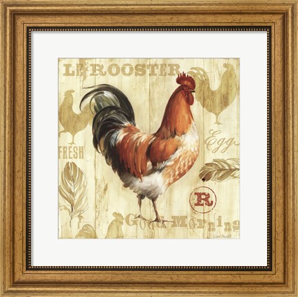 Framed Joli Rooster I Print