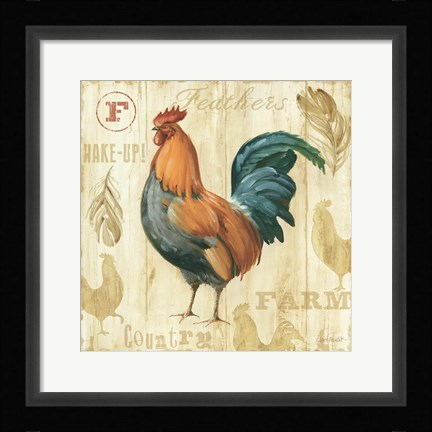 Framed Joli Rooster II Print