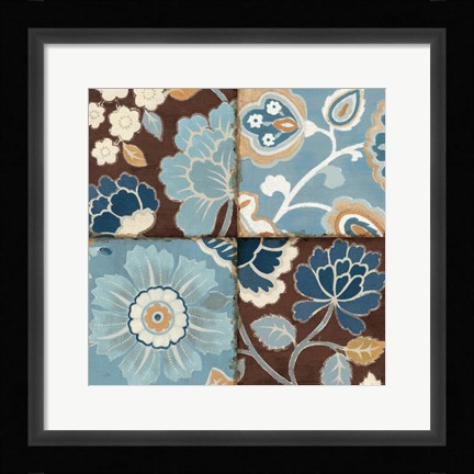 Framed Patchwork Motif Blue II Print