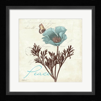 Framed Touch of Blue I - Peace Print
