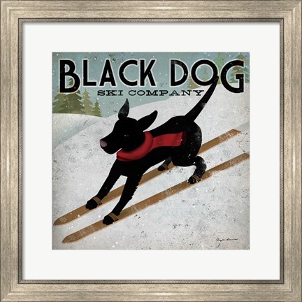 Framed Black Dog Ski Co. Print