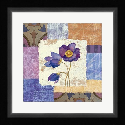 Framed Tiled Poppies I - Purple Print