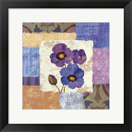 Framed Tiled Poppies II - Purple Print