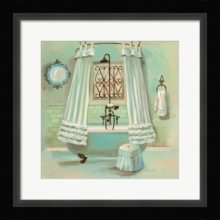 Framed Glass Tile Bath II Print