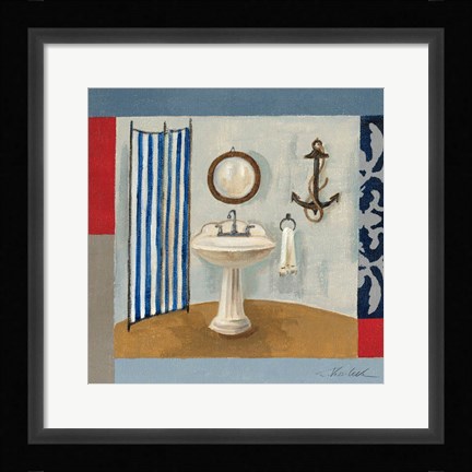 Framed Nautical Bath I Print
