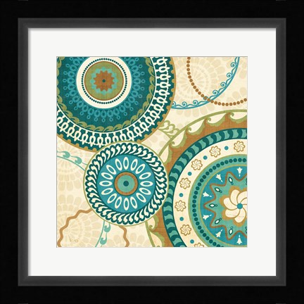 Framed Owl Forest Suzani I Print