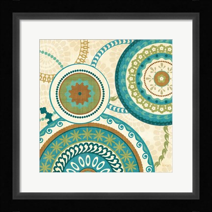 Framed Owl Forest Suzani II Print