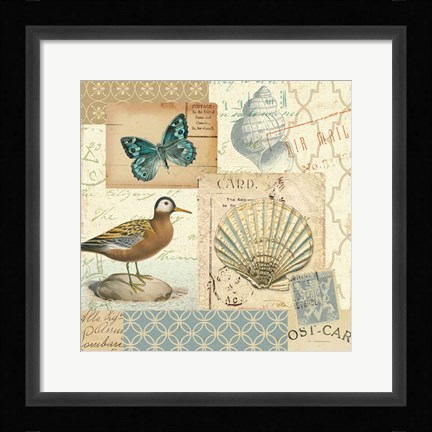 Framed Coastal Collage I Print