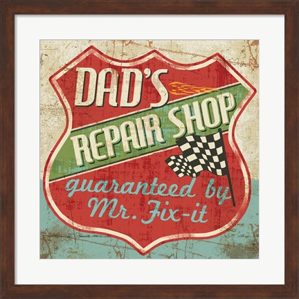 Framed Mancave IV - Dads Repair Shop Print