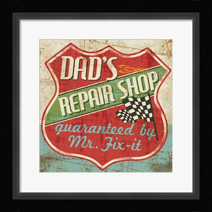 Framed Mancave IV - Dads Repair Shop Print