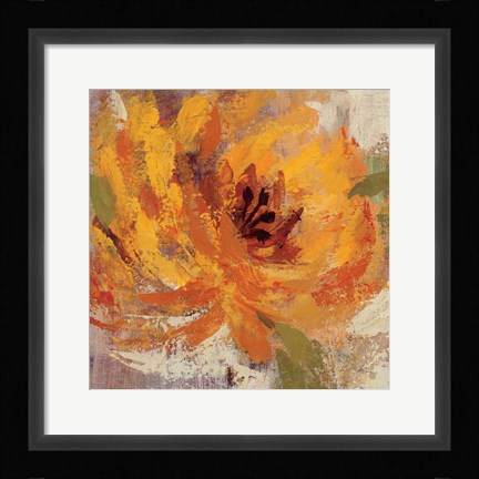 Framed Fiery Dahlias I Crop Print
