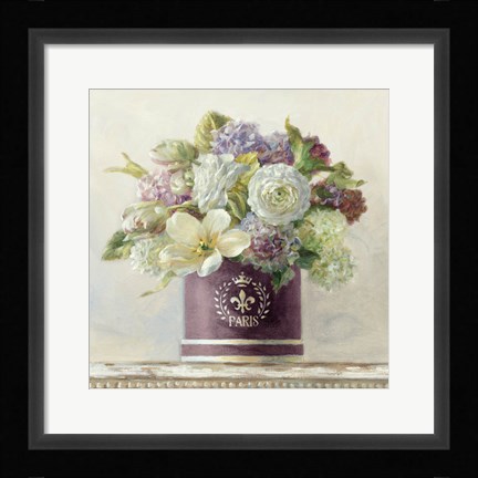 Framed Tulips in Aubergine Hatbox Print