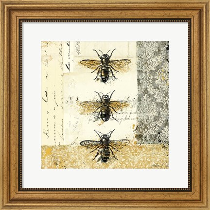 Framed Golden Bees n Butterflies No. 1 Print
