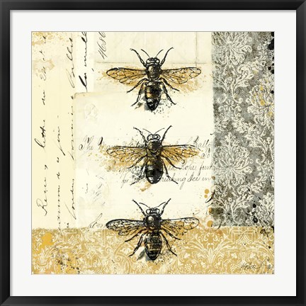 Framed Golden Bees n Butterflies No. 1 Print