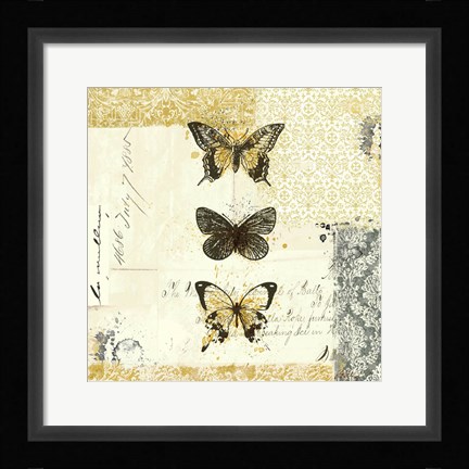 Framed Golden Bees n Butterflies No. 2 Print