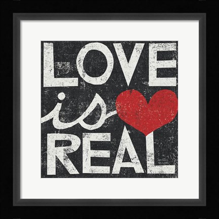 Framed Love Is Real Grunge Square Print