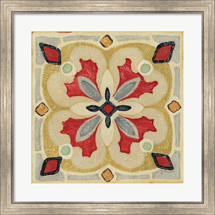 Framed Bohemian Rooster Tile Square III Print