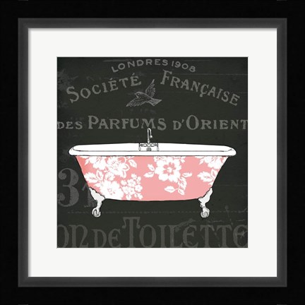 Framed Chalkboard Bath II Print