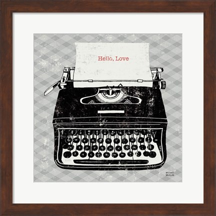 Framed Vintage Analog Typewriter Print