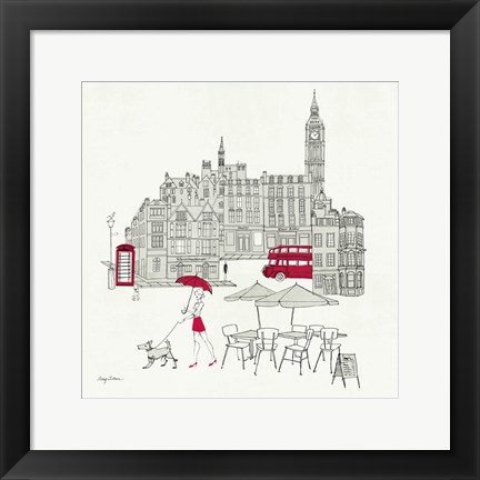 Framed World Cafe I - London Red Print