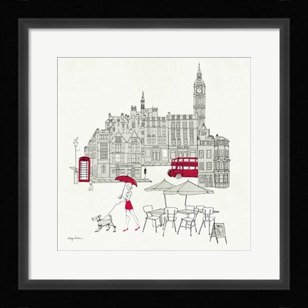 Framed World Cafe I - London Red Print