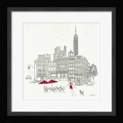 Framed World Cafe III - NYC Red Print