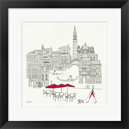 Framed World Cafel IV - Venice Red Print