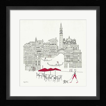Framed World Cafel IV - Venice Red Print