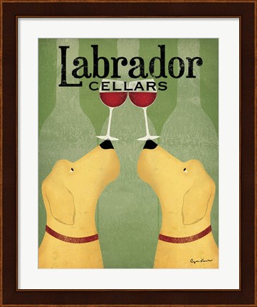 Framed Two Labrador Wine Dogs Print