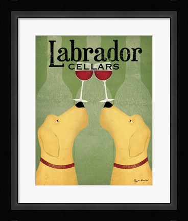 Framed Two Labrador Wine Dogs Print