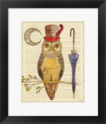 Framed Steampunk Owl I Print